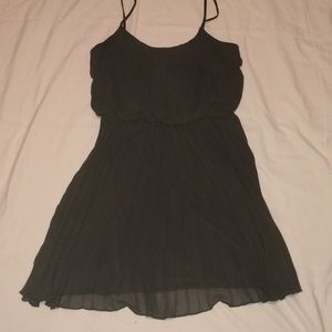 Olive, Pleated, Spaghetti Strap Dress